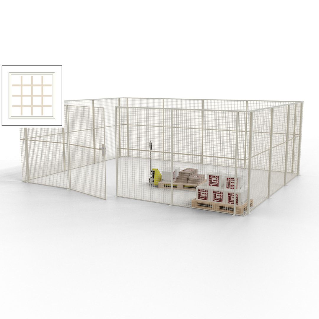 Maschinen Schutzgitter - Hallentrennwand - Sicherheitszaun - Tür - 21 m - 2.200 x 6.400 x 4.900 mm (HxBxT) - enzianblau