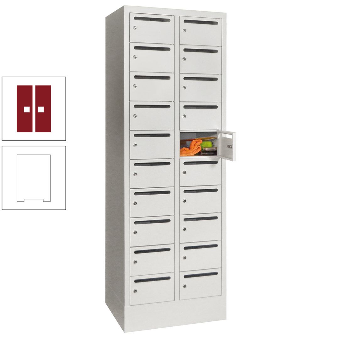 Postverteilerschrank, Schließfachschrank, 2 Abteile a 300 mm, 20 Fächer, 1.850 x 600 x 500 mm (HxBxT), Korpus anthrazitgrau, Front anthrazitgrau