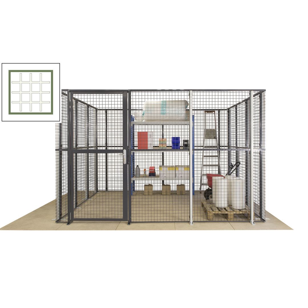 Maschinen Schutzgitter - Hallentrennwand - Sicherheitszaun - Tür - 108 m - 2.200 x 33.400 x 21.400 mm (HxBxT) - enzianblau