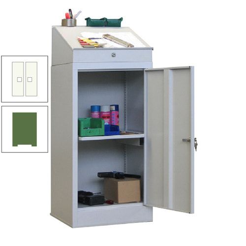 Stehpult mit Schrank - Vollblechtür - Zylinderschloss - 1 Ausziehboden - 1.270x500x500 mm (HxBxT) - anthrazitgrau