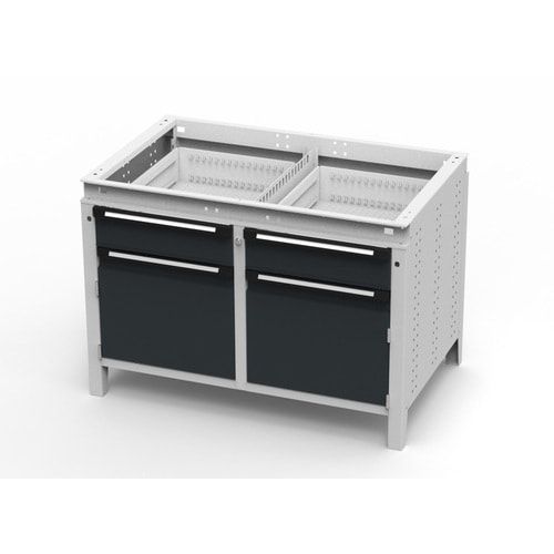 OTTOKIND Werkbank - bündige Arbeitsplatte - 850 x 1.150 x 750 mm (HxBxT) - 2 Schubladen - 2 Schränke - lichtgrau