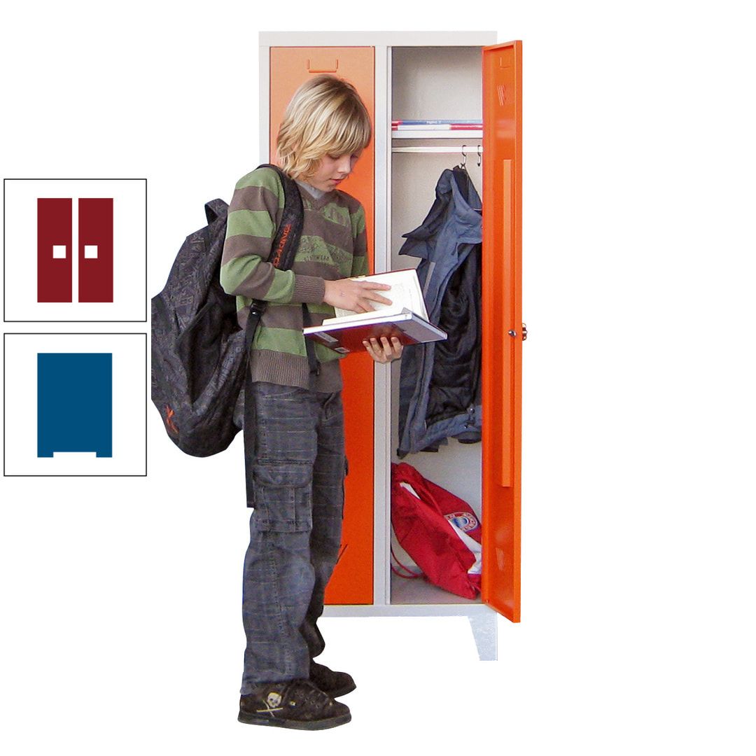 Spindschrank f. Schulen - mit Füßen - Höhe 1.600 mm - 3 Abteile a 300 mm - Drehriegel - anthrazitgrau
