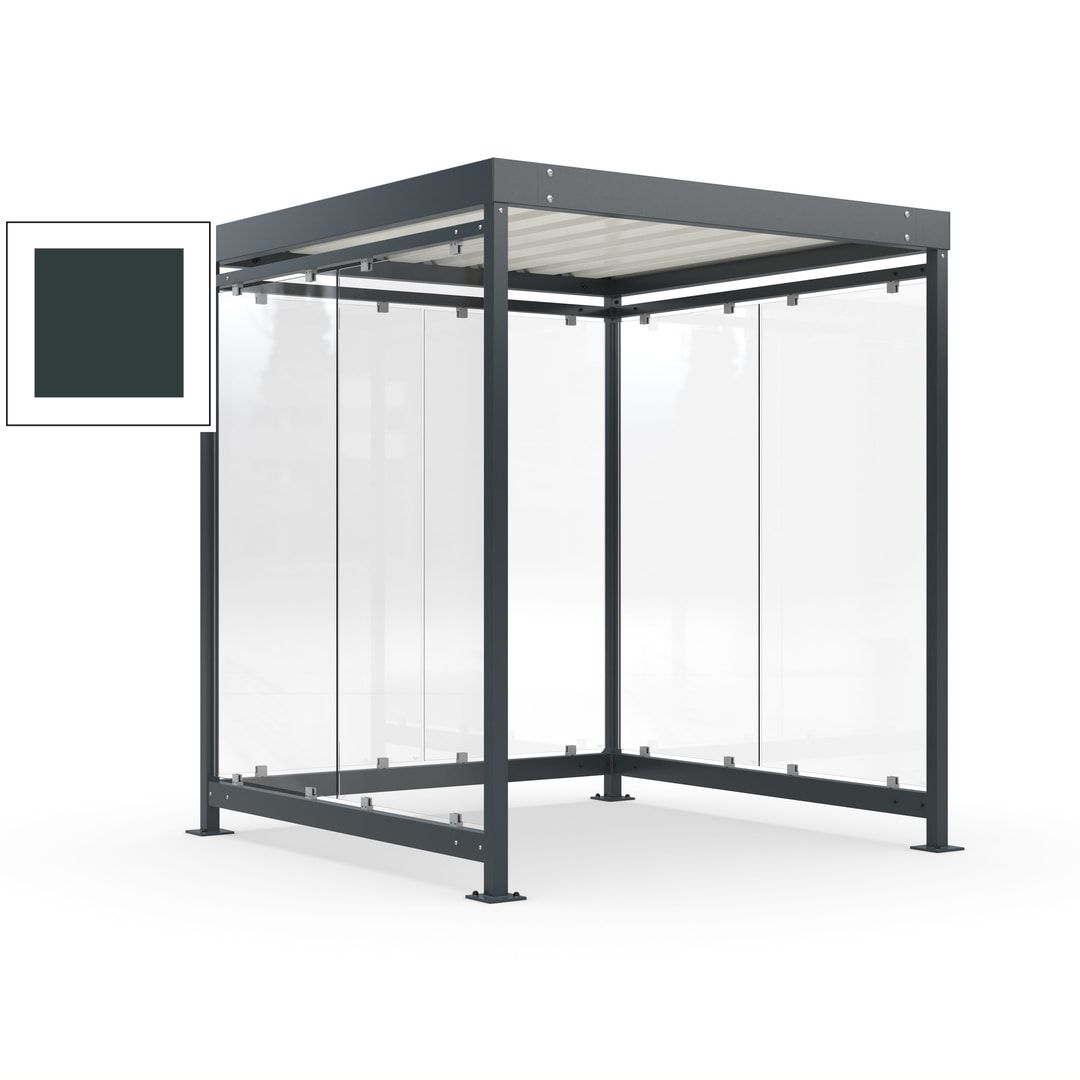 Raucherunterstand, Bushaltestelle, Bausatz, 6-7 Personen, 6 Wände, 2.510 x 2.165 x 2.165 mm (HxBxT), Achatgrau