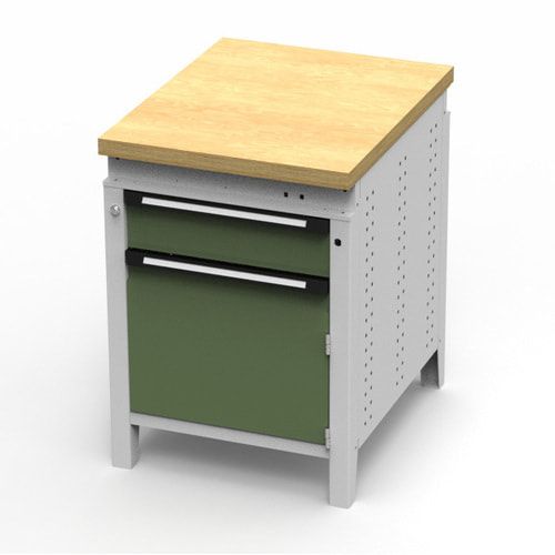 OTTOKIND Werkbank - Arbeitsplatte bündig - 850 x 605 x 750 mm (HxBxT) - Schublade - Schrank - lichtgrau