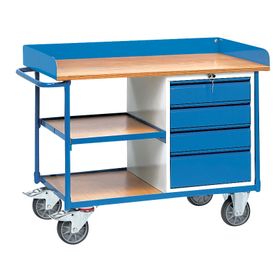 Fetra - Werkstattwagen - umrandete Arbeitsfläche - 930 x 650 x 1.220 mm (HxBxT) - Tragkraft 400 kg - 1 Schubladenschrank