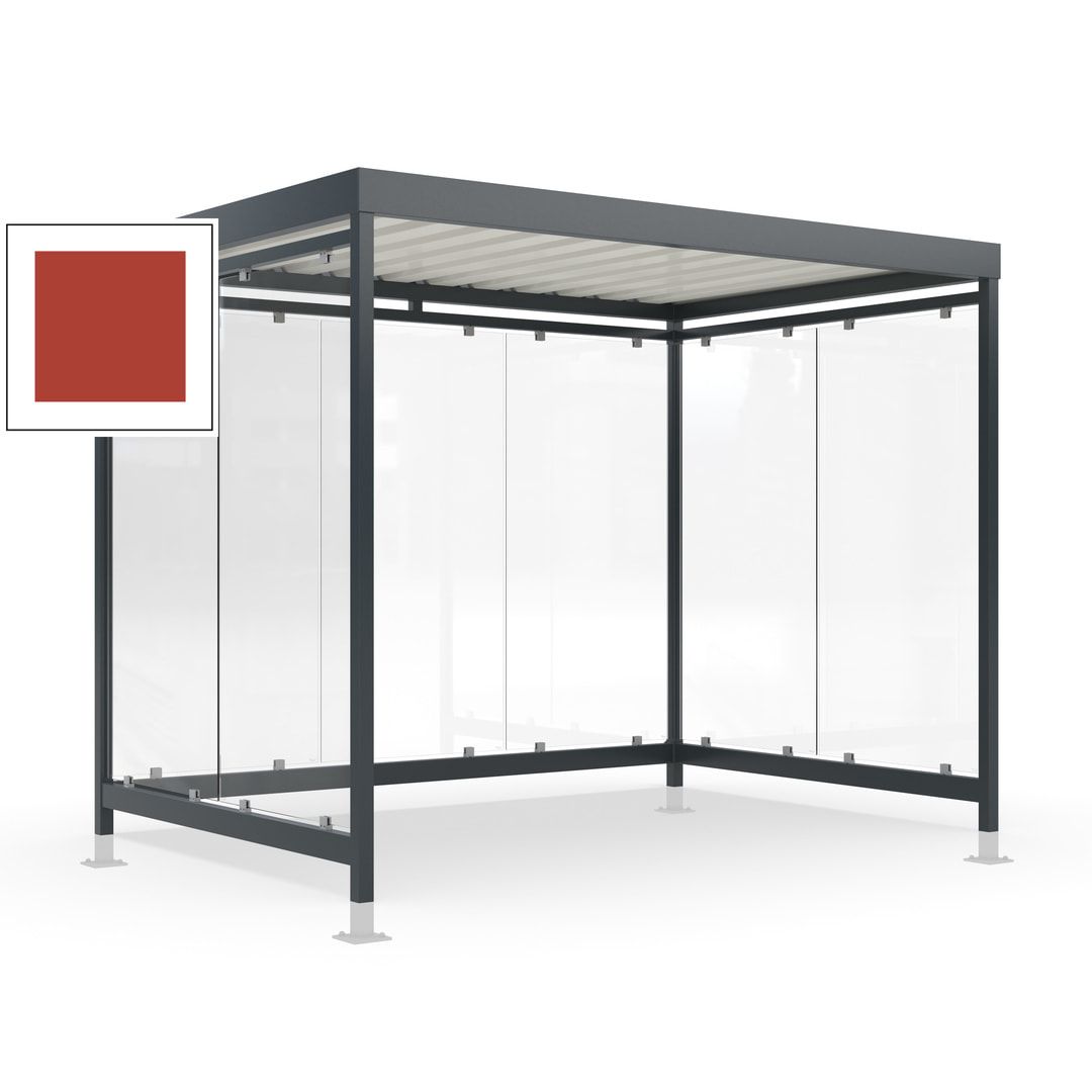 Raucherunterstand mit Überpflasterung, fertig montiert, Fahrgastunterstand, Bushaltestelle, 2.440 x 3.180 x 2.165 mm (HxBxT), 7 Wände, Achatgrau