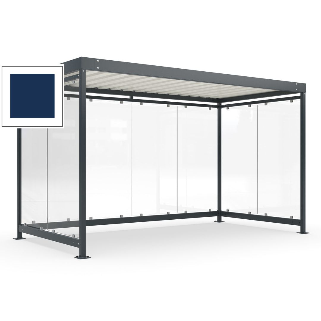 Fahrradunterstand, Fahrgastunterstand, Bushaltestelle, Bausatz, 12-13 Personen, 2.510 x 4.195 x 2.165 mm (HxBxT), 8 Wände, Achatgrau