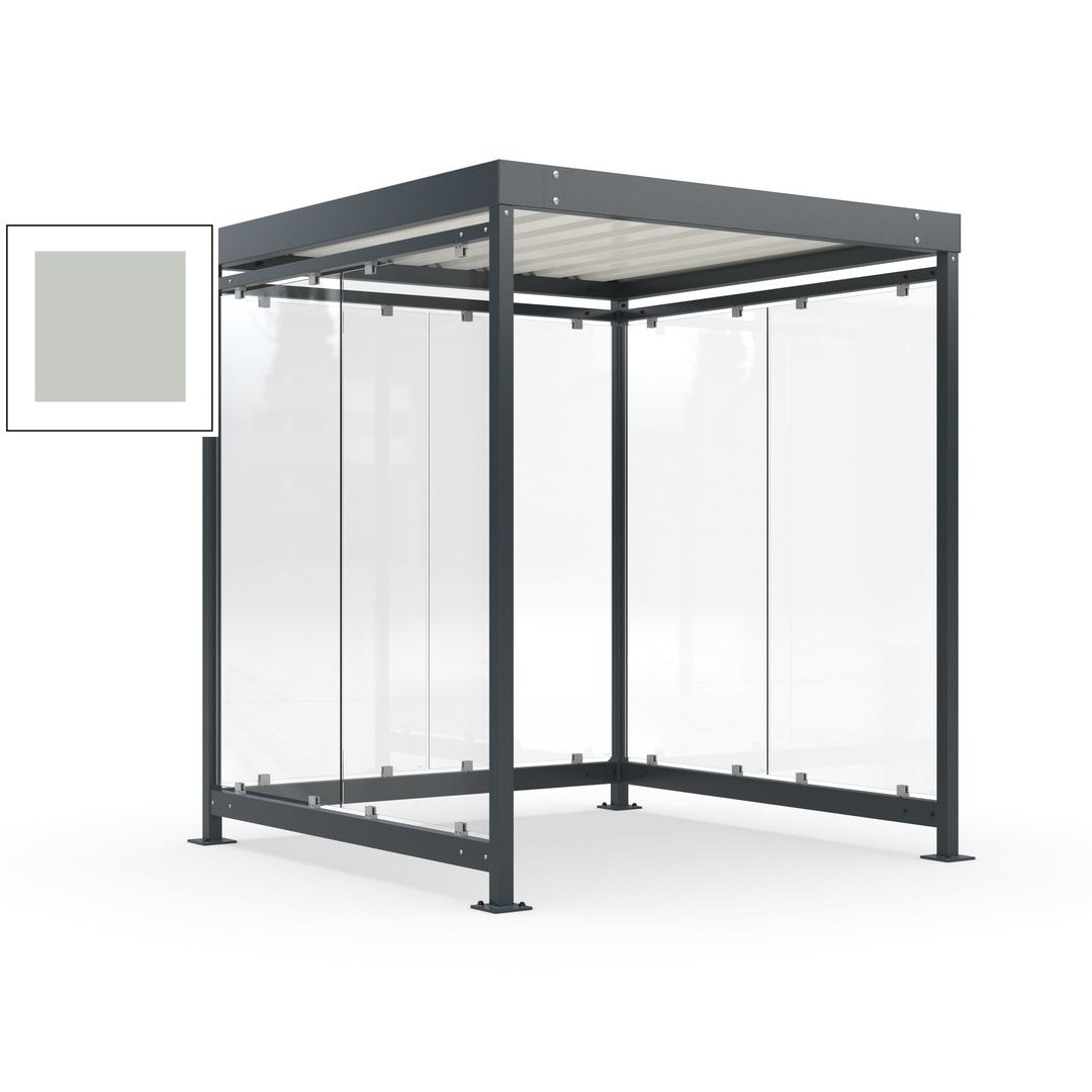 Raucherunterstand, Bushaltestelle, Bausatz, 6-7 Personen, 6 Wände, 2.510 x 2.165 x 2.165 mm (HxBxT), Achatgrau
