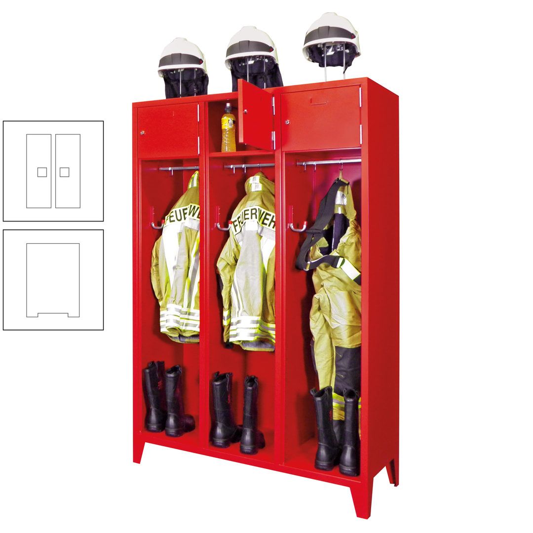 Feuerwehrschrank - 2 Abteile - Ablagefach mit Tür, Etikettenrahmen - 2.100 x 830 x 500 mm (HxBxT) - anthrazitgrau