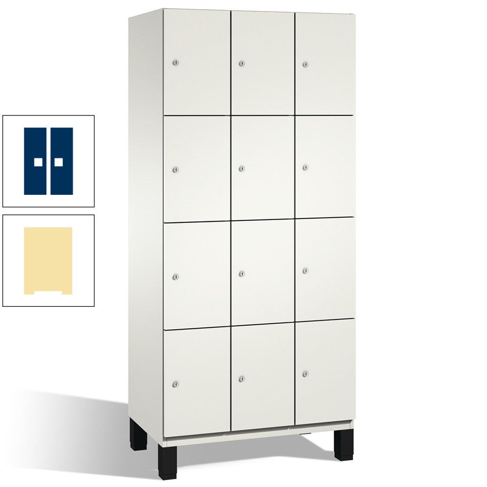 Fächerschrank, Stahlschrank, 12 Fächer, Türöffnungsbegrenzer, mit Füßen, Korpus lichtgrau, Tür anthrazitgrau, 1.980 x 900 x 525 mm (HxBxT)