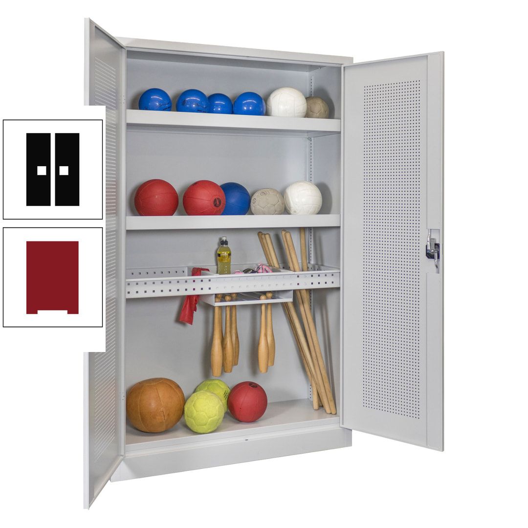 Sportschrank - Lochfeldtüren - Variante 2 - 1.950x1.200x500 mm (HxBxT) - anthrazitgrau
