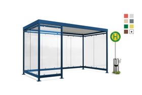 Raucherunterstand, Fahrgastunterstand, Bushaltestelle, 12-13 Personen, 9 Wände, 2.510 x 4.195 x 2.165 mm (HxBxT)