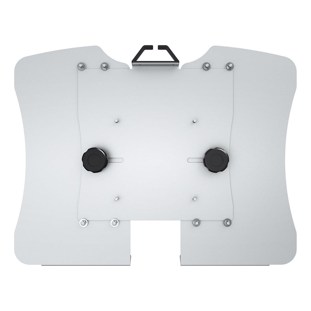 Laptophalterung, Notebookhalterung für Monitorarm, VESA MIS-D 100 x 100 mm, 300 - 365 x 285 mm (BxT) , max. 12 kg, rutschfeste Oberfläche, Kabelklemme