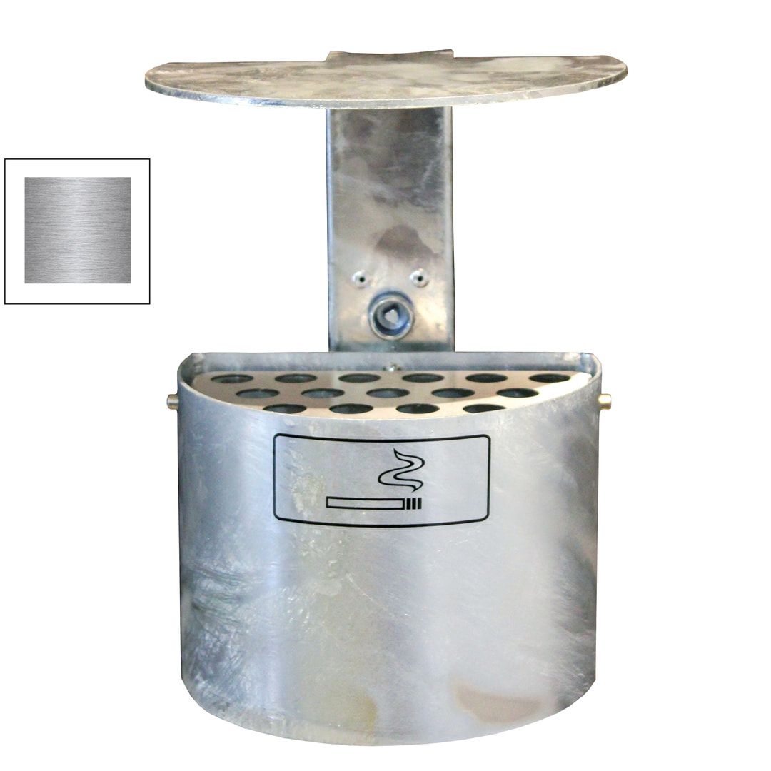 Halbrund-Ascher - 2 l - mit Haube - Wand- o. Pfostenmontage - Aschenbecher - anthrazitgrau