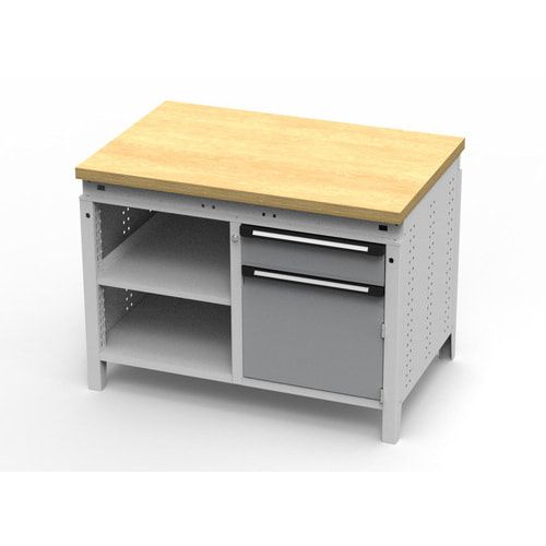 OTTOKIND Werkbank - bündige Arbeitsplatte - 850 x 1.150 x 750 mm (HxBxT) - 1 Schublade - Schrank - 2 Ablageböden - lichtgrau