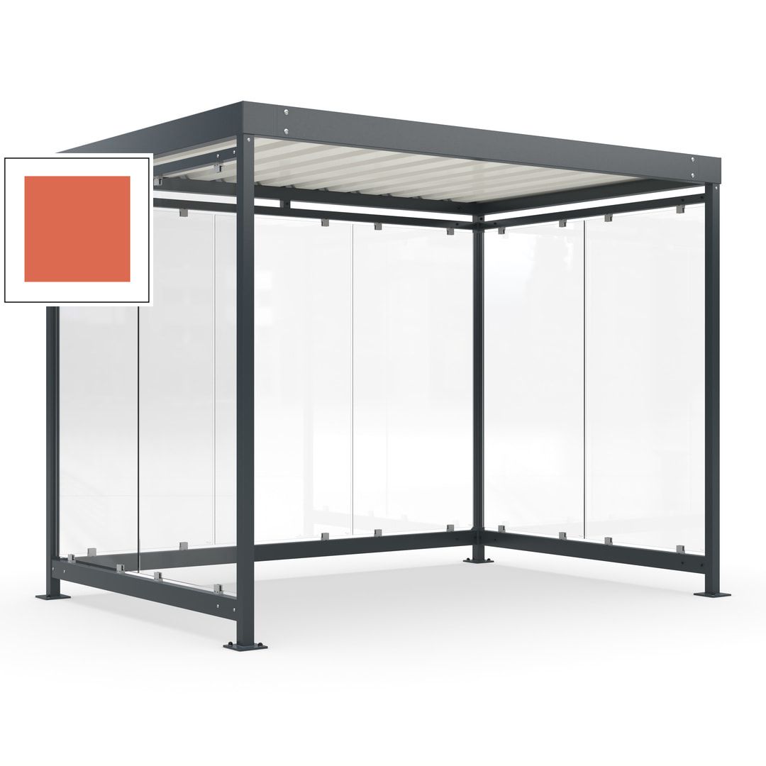 Raucherunterstand, Bausatz, Fahrgastunterstand, Bushaltestelle, 2.510 x 3.180 x 2.165 mm (HxBxT), 7 Wände, Achatgrau