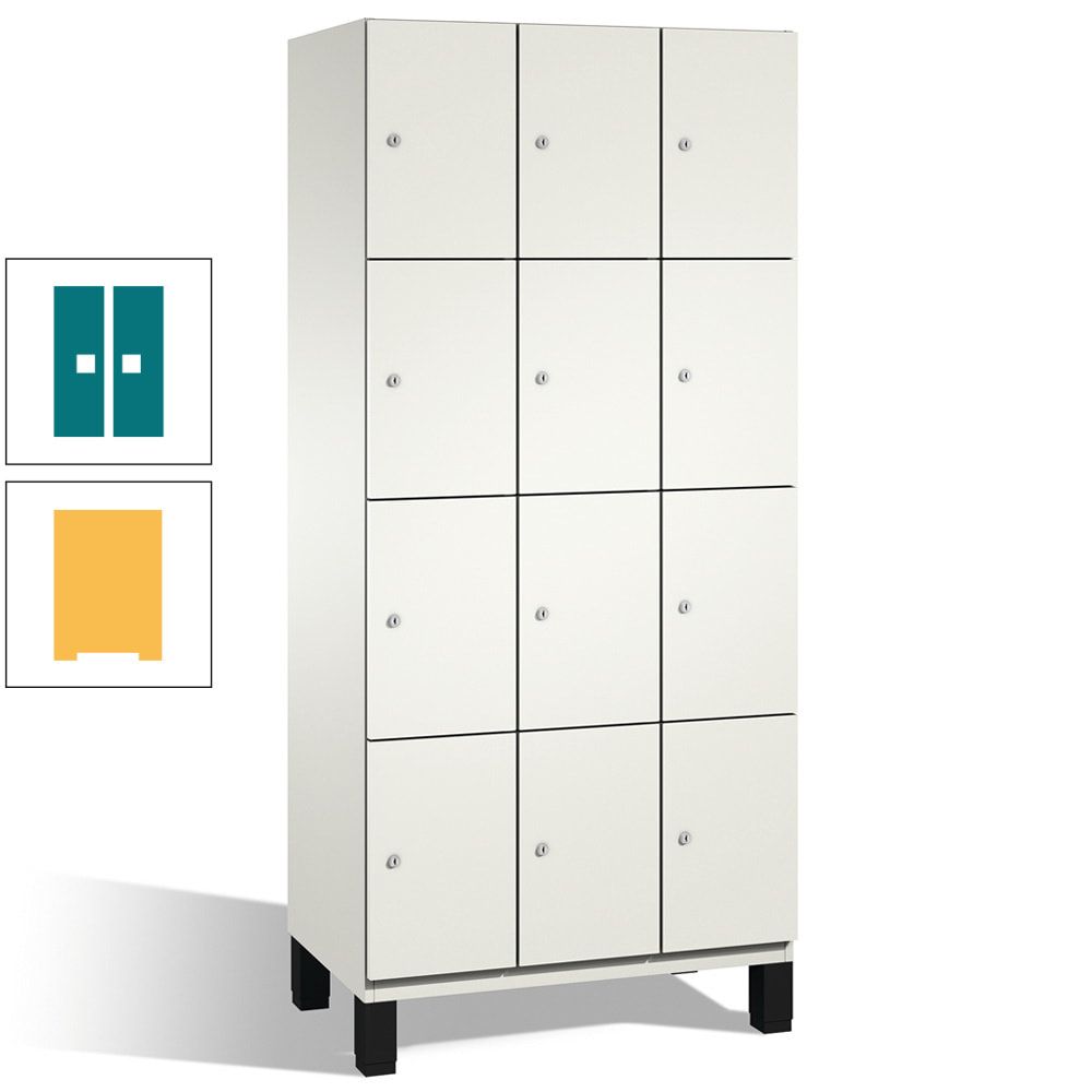Fächerschrank, Stahlschrank, 12 Fächer, Türöffnungsbegrenzer, mit Füßen, Korpus lichtgrau, Tür anthrazitgrau, 1.980 x 900 x 525 mm (HxBxT)