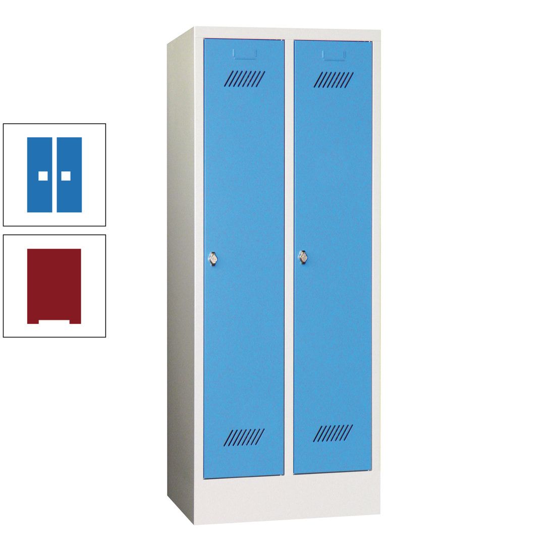 Spindschrank f. Schulen - mit Sockel - Höhe 1.600 mm - 2 Abteile a 300 mm - Drehriegel - anthrazitgrau