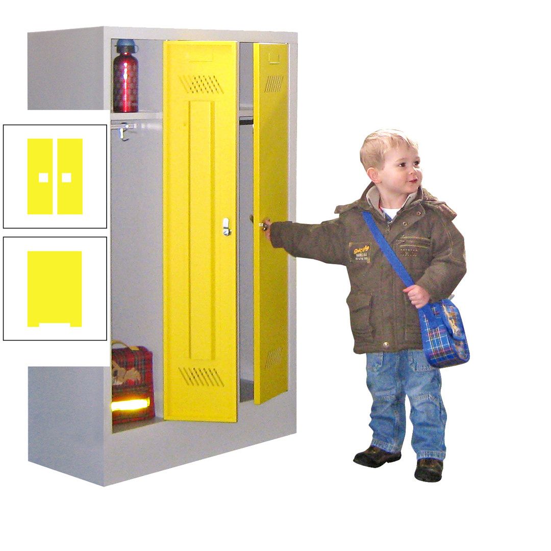 Spindschrank f. Kindergärten - mit Sockel - Höhe 1.300 mm - 2 Abteile a 250 mm - Drehriegel - anthrazitgrau