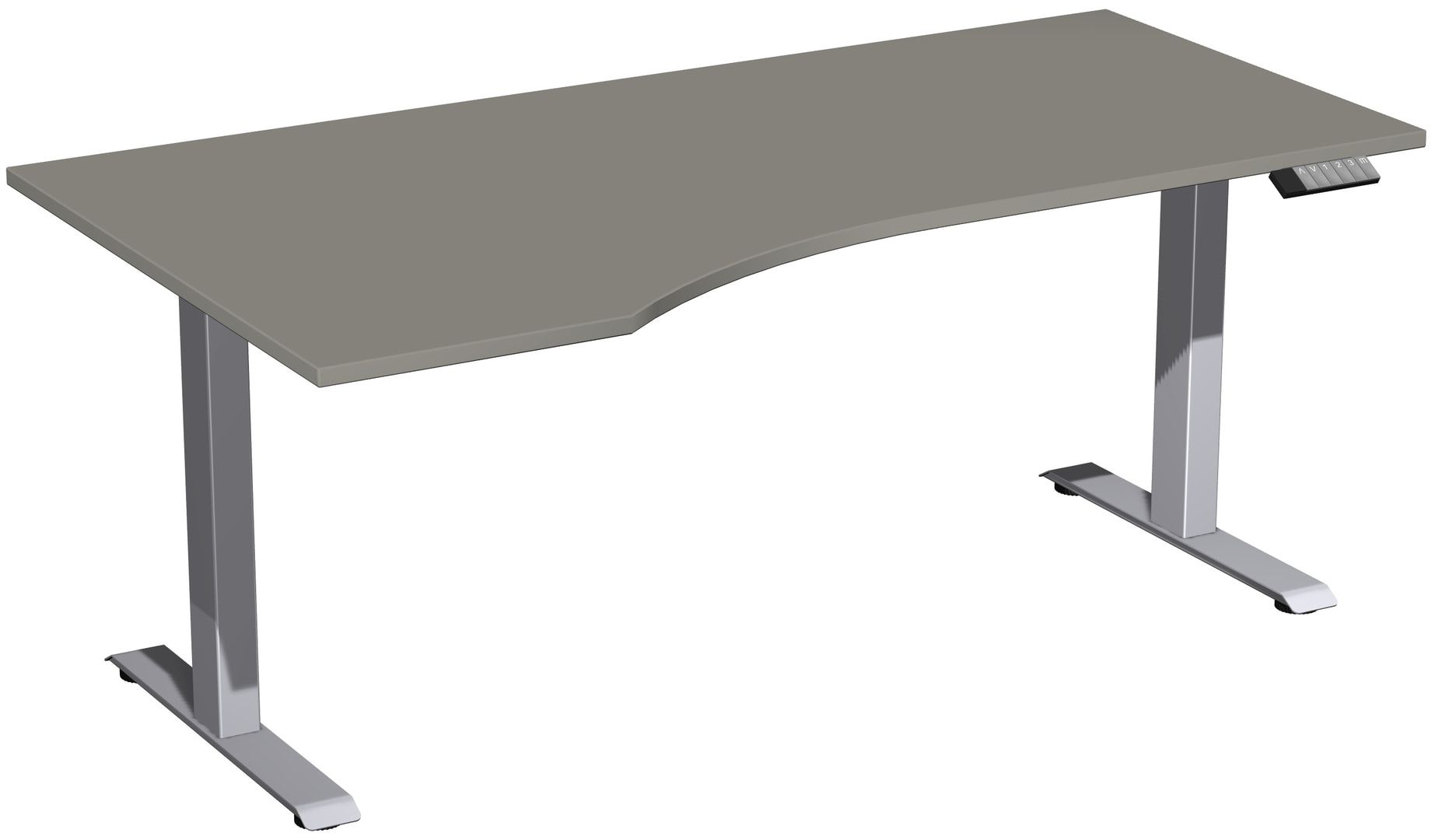 Eckschreibtisch, Ecke links, Elevate Basic, elektronisch höhenverstellbar, 730 - 1.230 x 1.800 x 1.000 mm (HxBxT), Gestell anthrazit, Dekor Ahorn
