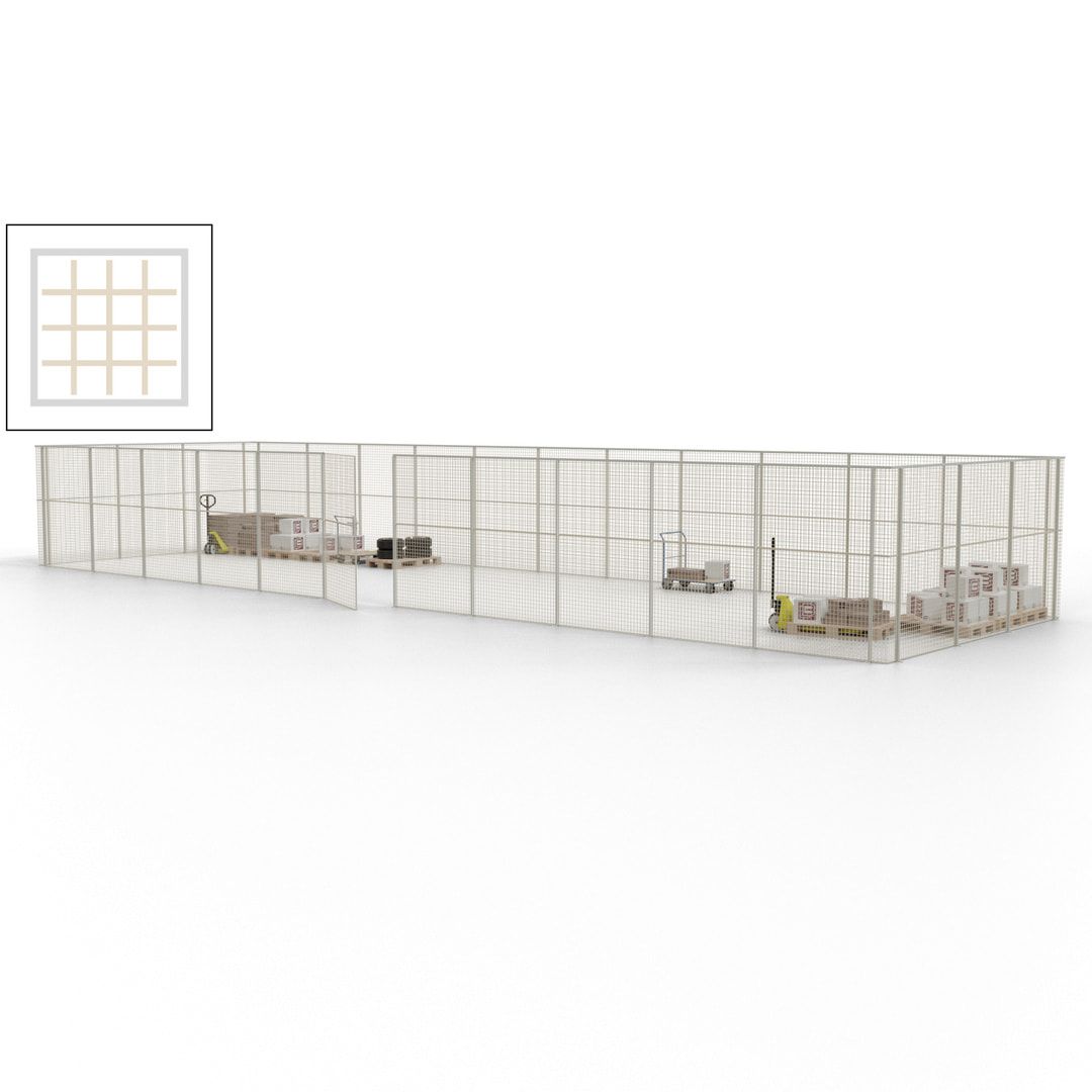 Maschinen Schutzgitter - Hallentrennwand - Sicherheitszaun - Tür - 42 m - 2.200 x 16.900 x 4.900 mm (HxBxT) - enzianblau
