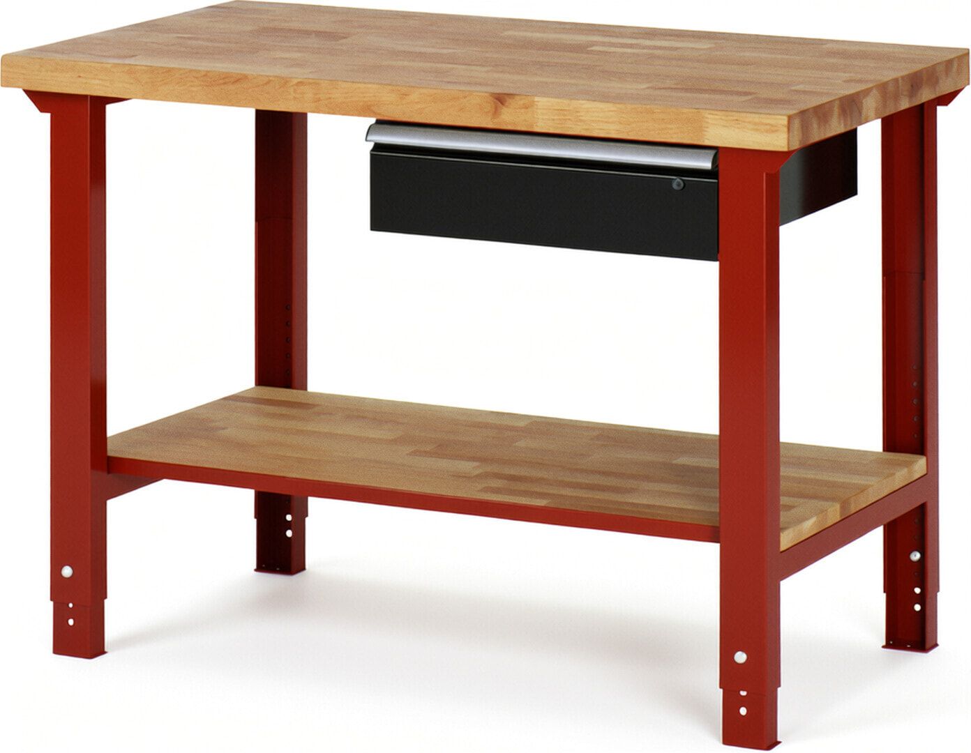 Werkbank mit Ablage - 1 Schublade - 150:1 - höhenverstellbar 790 - 1.140 mm - 1.250 x 700 mm (BxT) - 750 kg - Buche - Anthrazitgrau