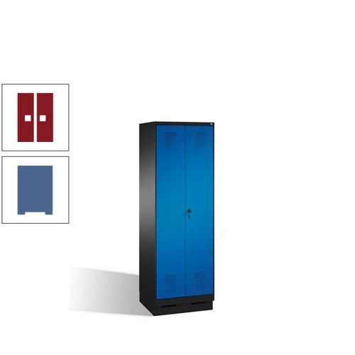 Doppel-Spind, Doppeltüren, Garderobenschrank mit Sockel, 2 Abteile a 300 mm, Korpus anthrazitgrau, Tür anthrazitgrau, 1.800 x 600 x 500 mm (HxBxT)