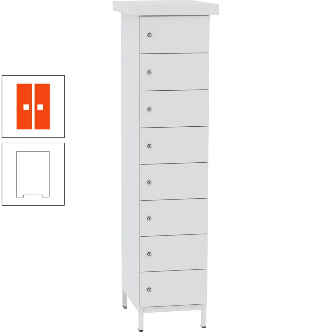 Akkuschrank, Batterieladeschrank, 8 Fächer, Schutzart IP54, Schuko, 1.855 x 400x 570 mm (HxBxT), Korpusfarbe anthrazitgrau, Frontfarbe anthrazitgrau