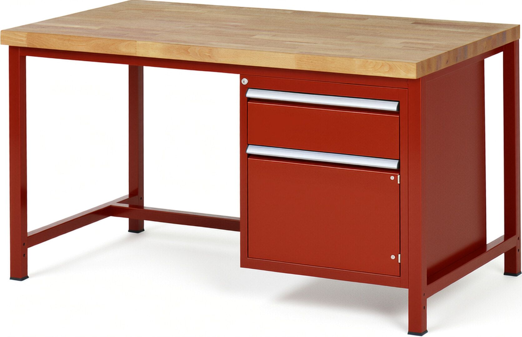 Werkbank, 1 Schrank - 1 Schublade - Teilauszug - 180:1 - Höhe 840-1.040 mm - 1.500 x 900 mm - 1.250 kg - Buche - Anthrazitgrau