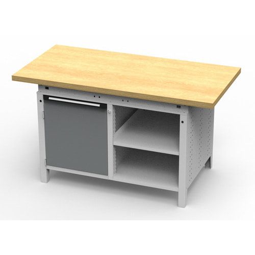 OTTOKIND Werkbank - bündige Arbeitsplatte - 850 x 1.150 x 750 mm (HxBxT) - Schrank - 2 Ablageböden - lichtgrau