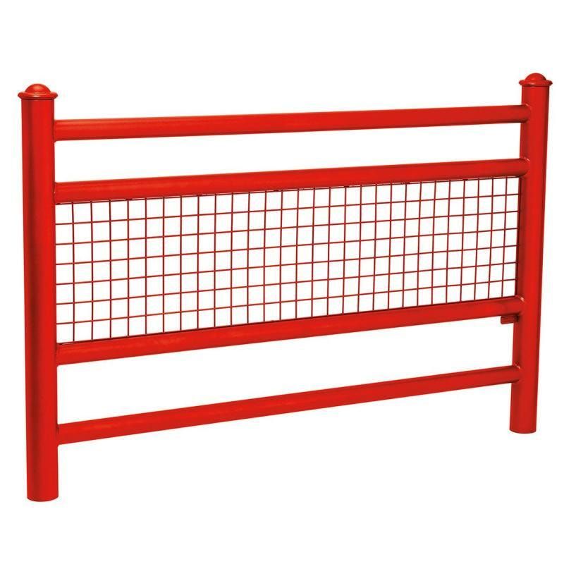 Geländer 2 Stahlrohre und Gitter - 1.000 x 1.572 mm - Pfosten mit Edelstahlkopf - Farbe enzianblau - Außengeländer Systemgeländer
