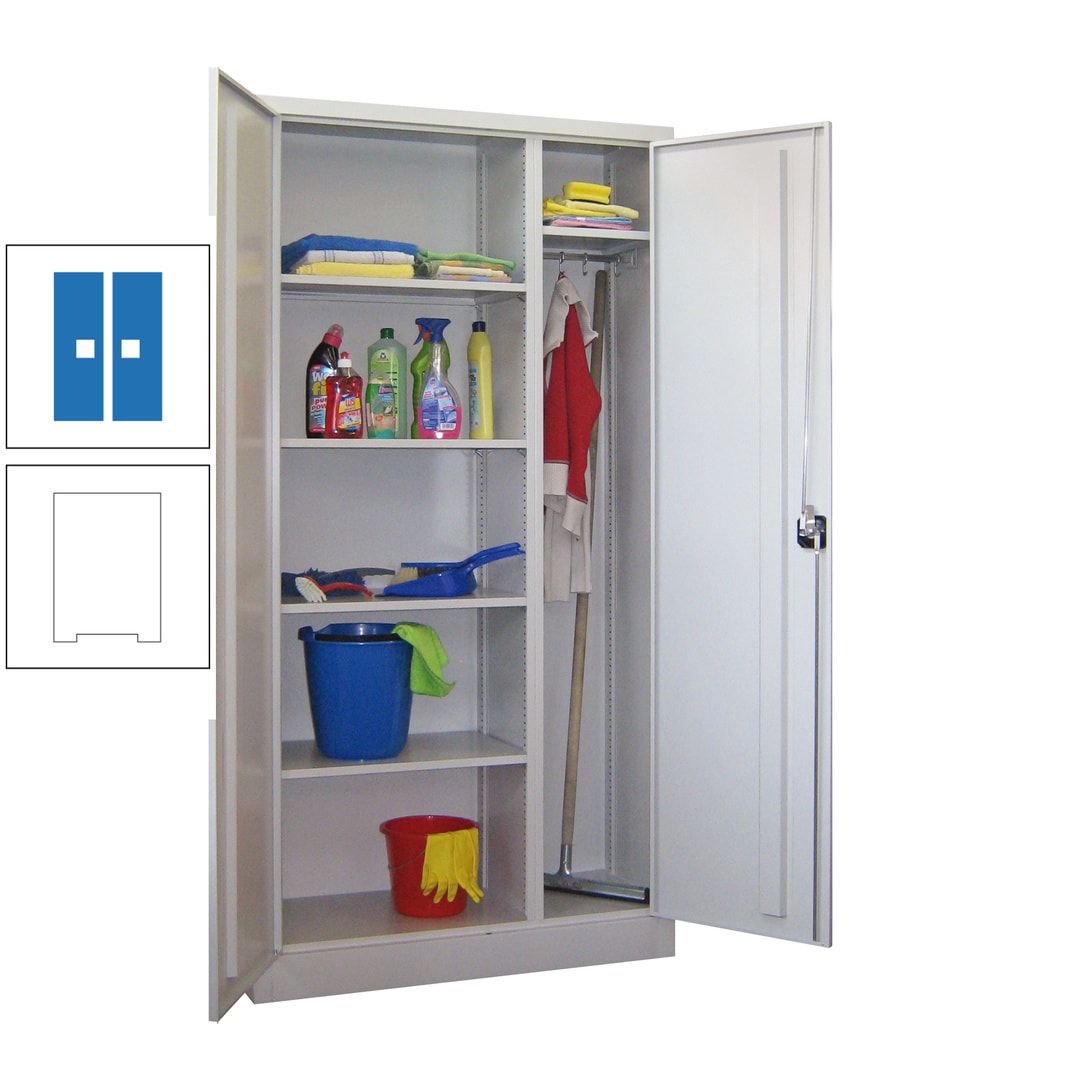 Putzschrank mit Trennwand - 1.950x1.000x400 mm (HxBxT) - Böden pulverbeschichtet - anthrazitgrau