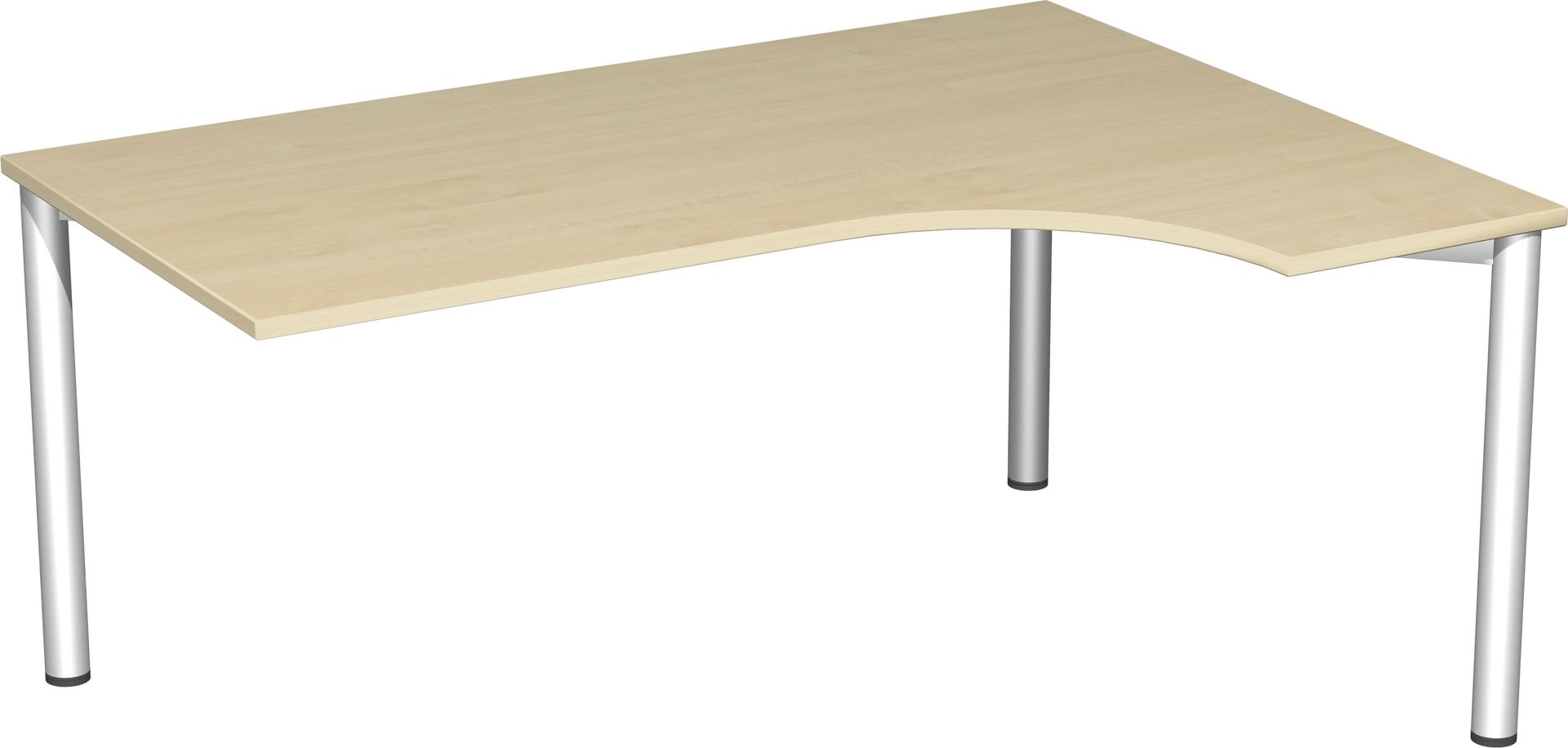 Eckschreibtisch - Ecke rechts - 4-Fuß Flex - 720 x 1.600 x 1.200 mm (HxBxT) - Gestell anthrazit - Ahorn