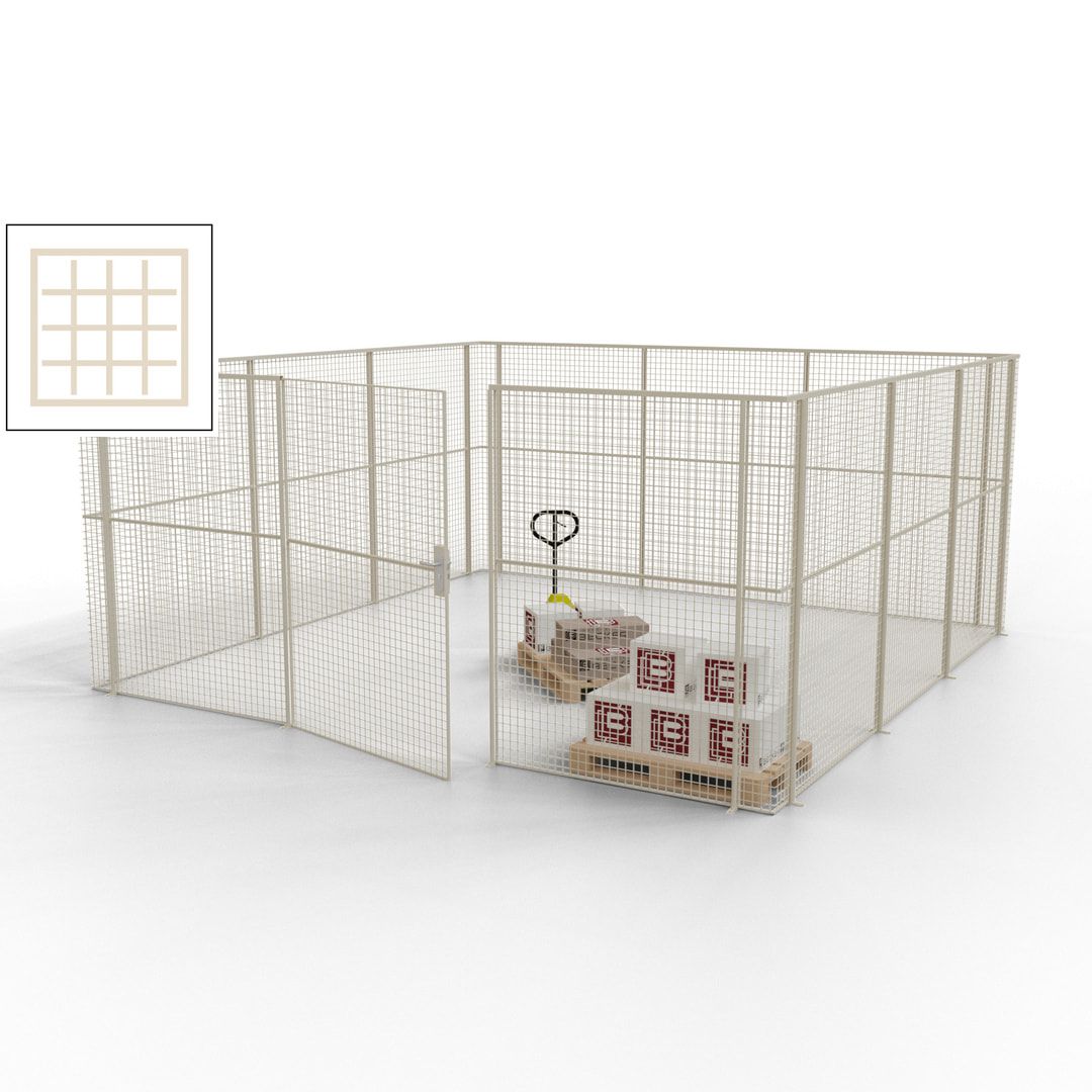 Maschinen Schutzgitter - Hallentrennwand - Sicherheitszaun - Tür - 18 m - 2.200 x 4.900 x 4.900 mm (HxBxT) - enzianblau