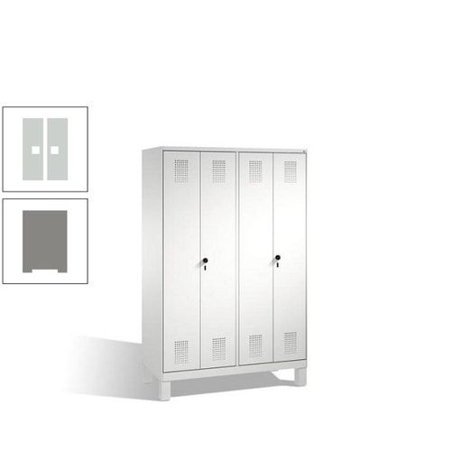 Doppel-Spind, Doppeltüren, Garderobenschrank mit Füßen, 4 Abteile a 300 mm, Korpus anthrazitgrau, Tür anthrazitgrau, 1.850 x 1.200 x 500 mm (HxBxT)
