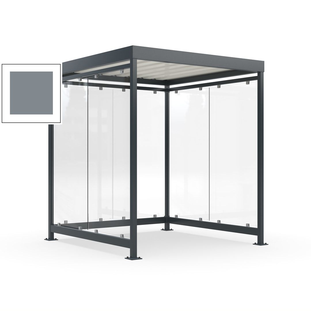 Raucherunterstand, Bushaltestelle, 6-7 Personen, 6 Wände, 2.510 x 2.165 x 2.165 mm (HxBxT), Achatgrau