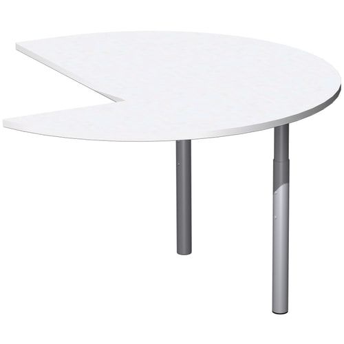 Anbautisch Dreiviertelkreis links, 4-Fuß Pro Quadrat, höhenverstellbar 680-820 mm, 1.200 x 1.200 mm (BxT), Dekor Ahorn, Gestell silber