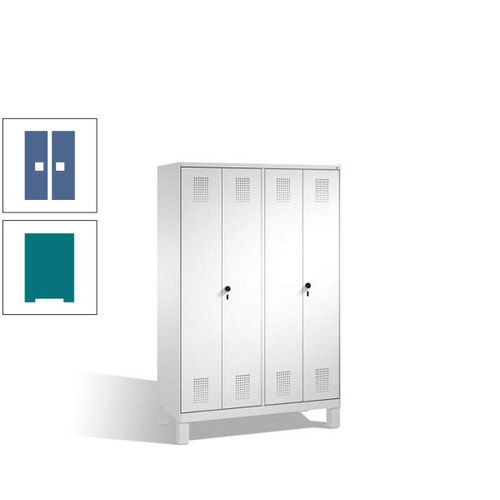 Doppel-Spind, Doppeltüren, Garderobenschrank mit Füßen, 4 Abteile a 300 mm, Korpus anthrazitgrau, Tür anthrazitgrau, 1.850 x 1.200 x 500 mm (HxBxT)