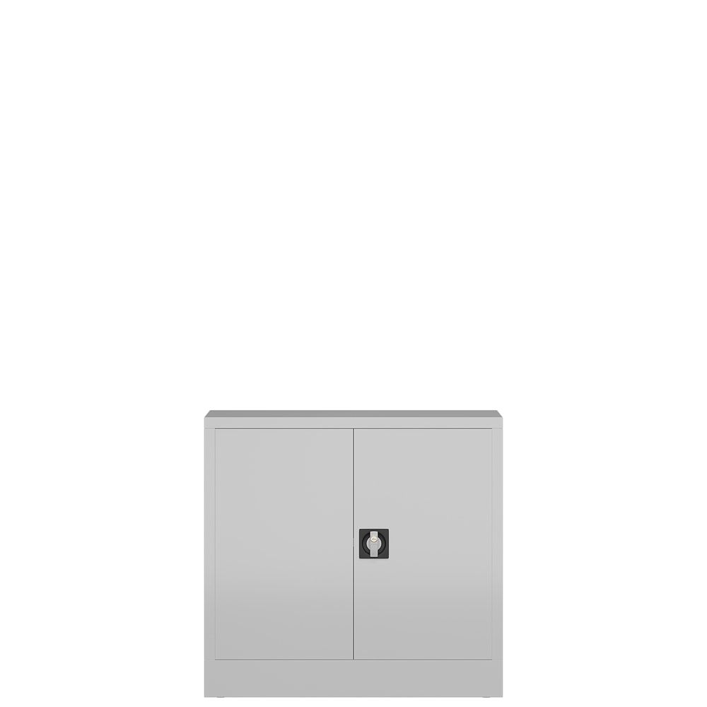Aktenschrank, Büroschrank, abschließbar, Flügeltüren, 1 Fachboden, 750 x 800 x 380 mm (HxBxT), Stahl, Korpus und Türen lichtgrau