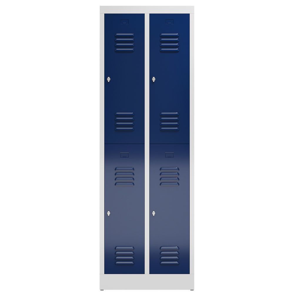 Garderobenschrank, Doppelstockspind, 2 Abteil, 4 Fächer, 1.800 x 590 x 500 mm (HxBxT), Stahl, Drehriegel, Korpus: lichtgrau, Front: anthrazitgrau