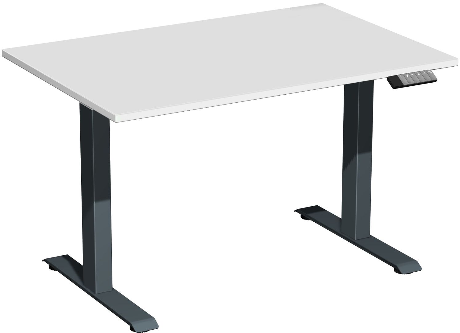 Schreibtisch, Elevate Basic, elektronisch höhenverstellbar, 730 - 1.230 x 1.200 x 800 mm (HxBxT), Gestell anthrazit, Dekor Ahorn