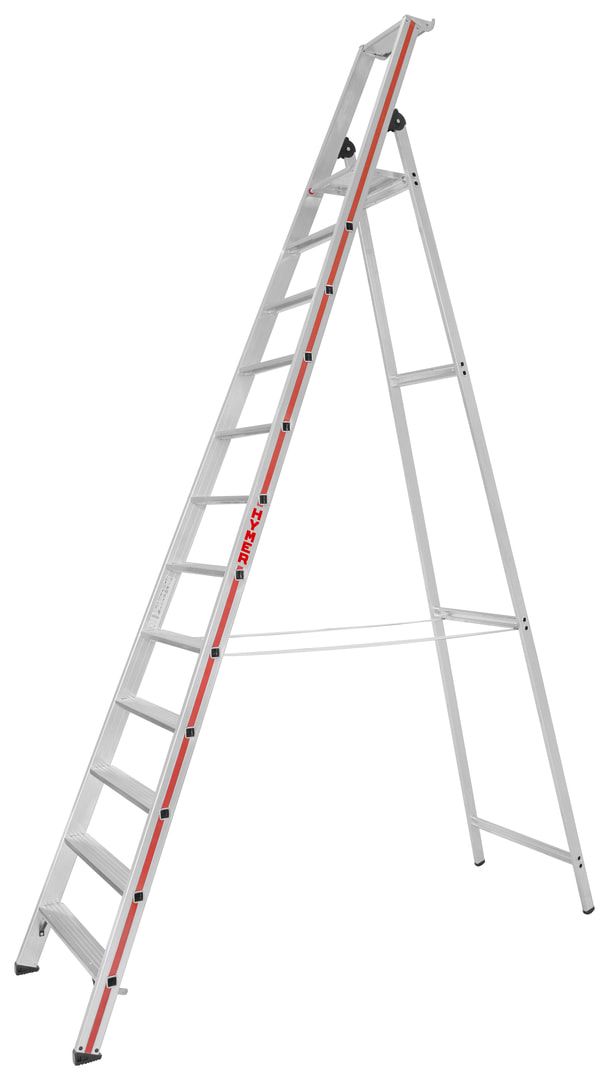 Einseitige Alu-Stufenstehleiter - Brücke aus Aluguss - Länge 1.700 mm - 4 Stufen - Standhöhe 930 mm