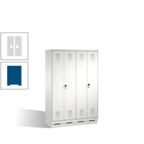 Doppel-Spind, Doppeltüren, Garderobenschrank mit Sockel, 4 Abteile a 300 mm, Korpus anthrazitgrau, Tür anthrazitgrau, 1.800 x 1.200 x 500 mm (HxBxT)