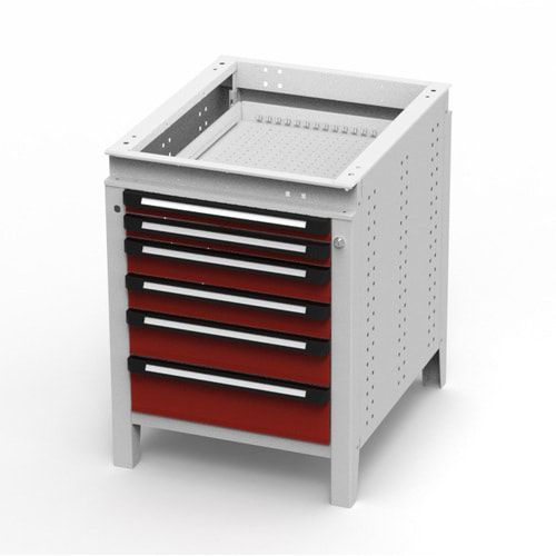 OTTOKIND Werkbank - Arbeitsplatte bündig - 850 x 605 x 750 mm (HxBxT) - 6 Schubladen - lichtgrau