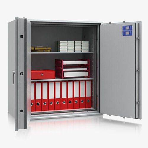 Dokumententresor, Geldschrank, Safe, VdS Klasse 1, 60 Minuten feuerfest, Türen 2-flügelig, 1 Fachboden, 901 x 975 x 459 mm (HxBxT), lichtgrau