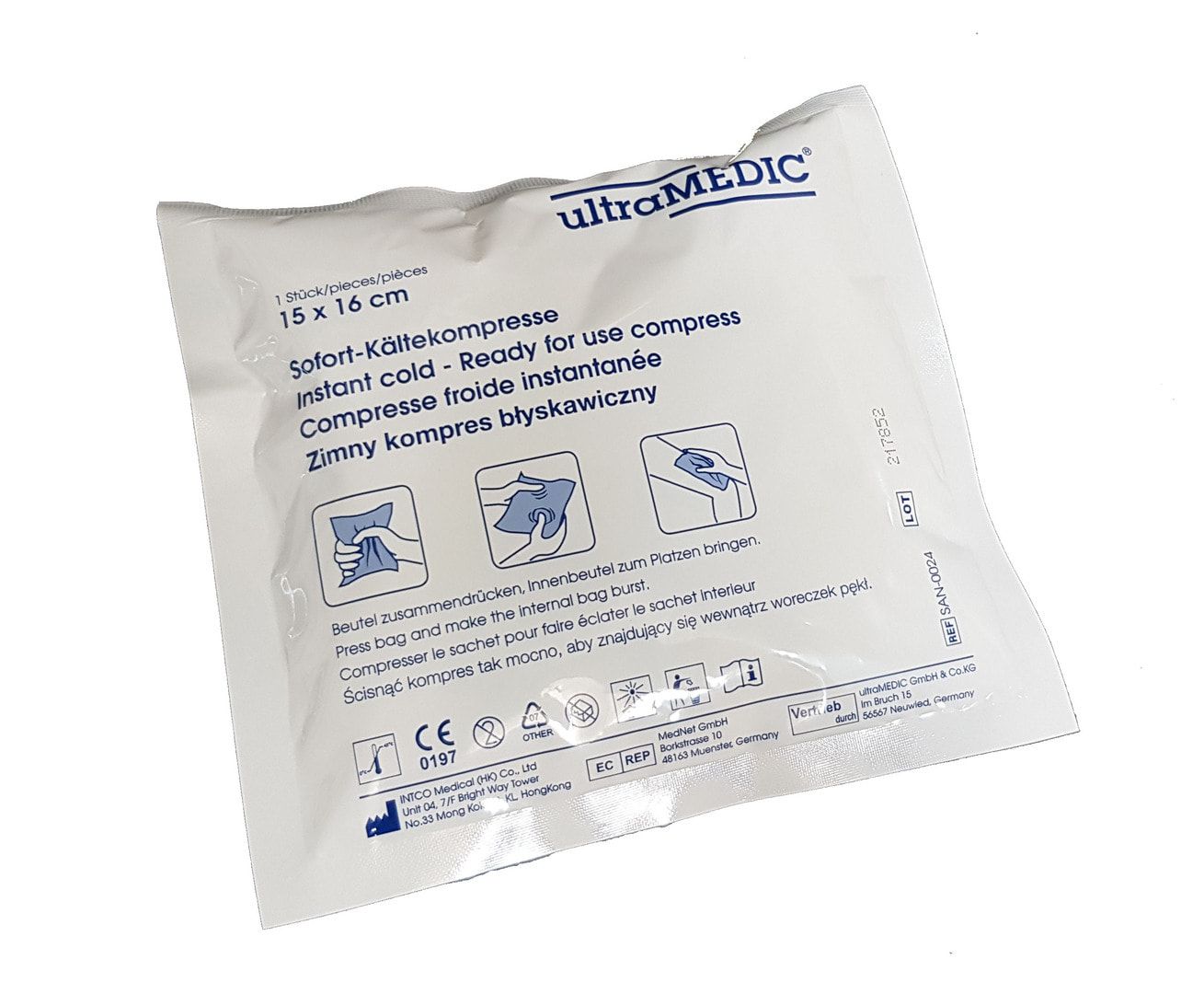 ultraMEDIC Sofort-Kältekompresse, Einmalkompresse, 20-30 Minuten, 150 x 150 mm (HxB), ca. 0,2 kg