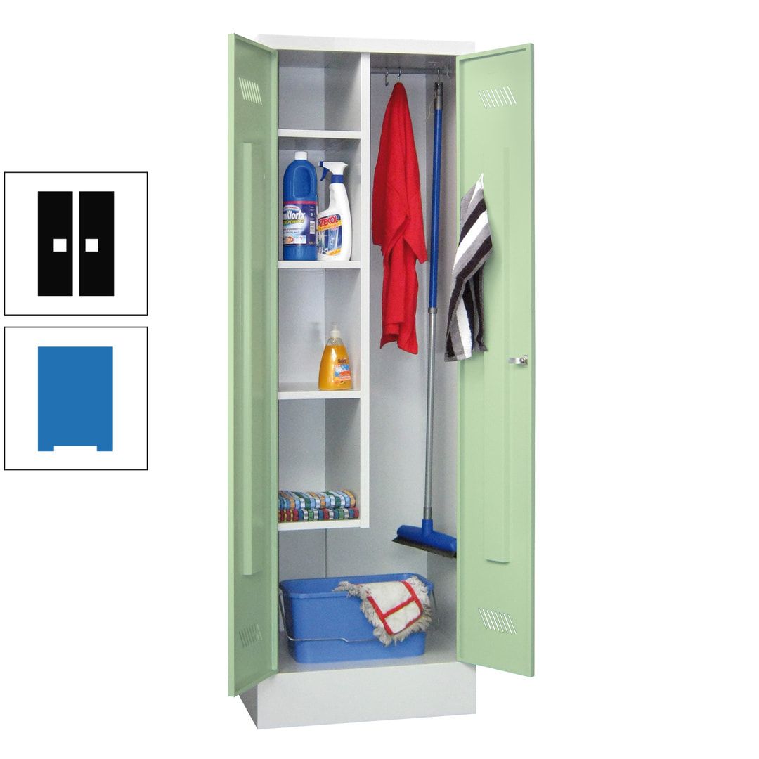 Putzschrank mit Sockel - 1 Abteil mit Trennwand - 1.850x600x500 mm (HxBxT) - Drehriegel - anthrazitgrau