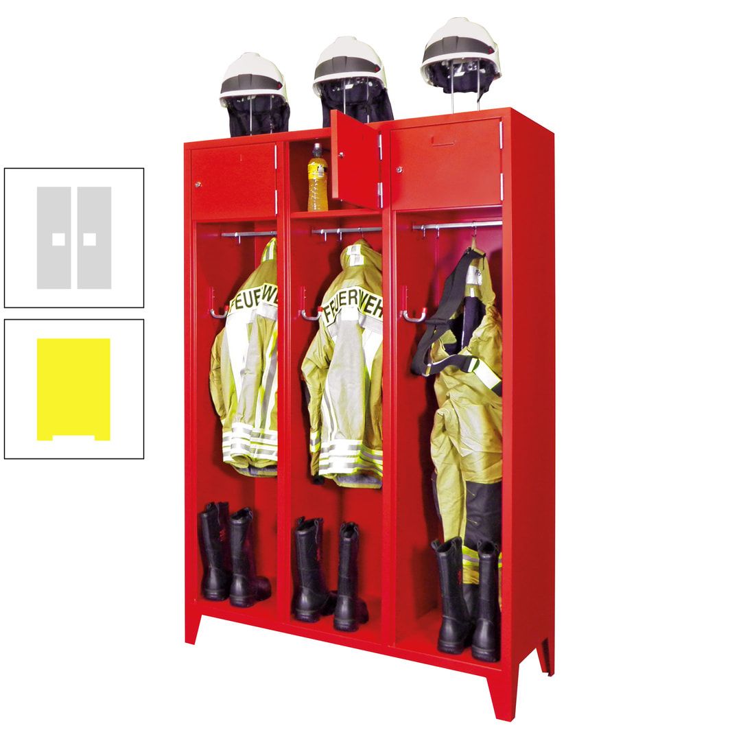 Feuerwehrschrank - 2 Abteile - Ablagefach mit Tür, Etikettenrahmen - 2.100 x 830 x 500 mm (HxBxT) - anthrazitgrau