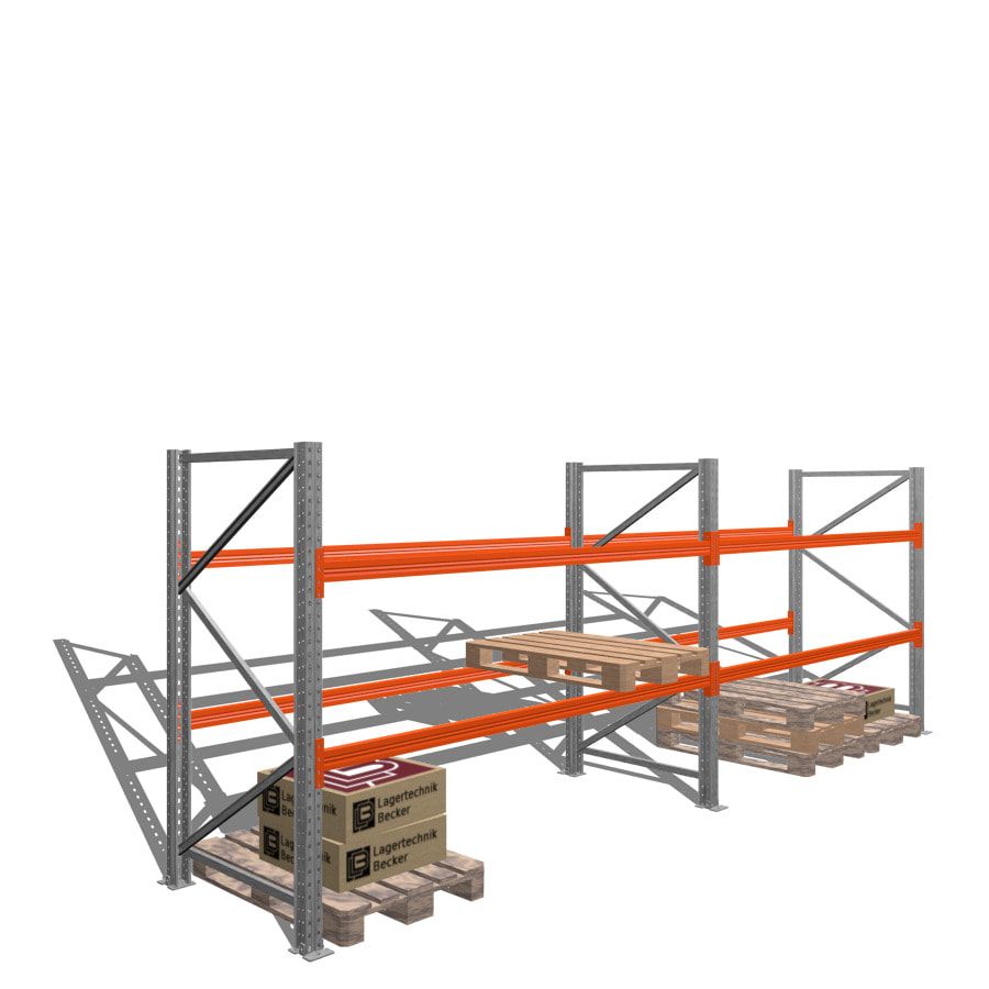 Palettenregal - 1,5 t - 2,5 x 19,7 x 1,1 m - 7 Felder - Schwerlastregal