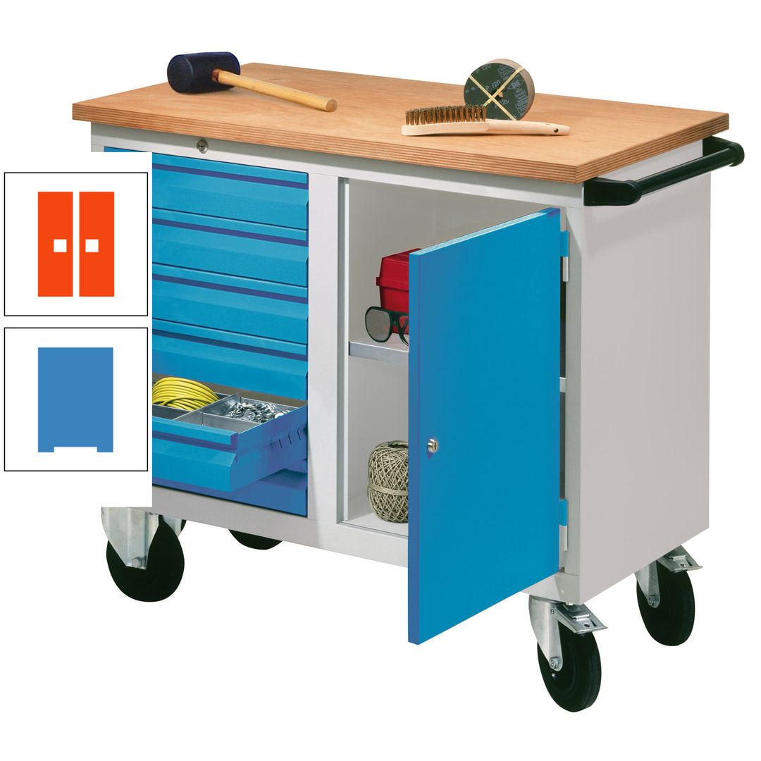 Mobile Werkbank - Werkstattwagen - 915 x 1.090 x 600 mm - 6 Schubladen und Schrankfach - anthrazitgrau